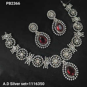 Diamante americano plateado gota de agua y diseño de flores conjunto de joyería al por mayor con pendiente collar conjunto regalos para mujeres - Product Image 3