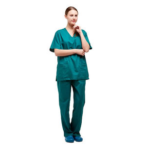 Conjunto de Uniformes Médicos Personalizados con Cuello Redondo y Cremallera, Transpirables y Cómodos, Unisex, de Mezclilla, para Hospital, con Logotipo Personalizado - Product Image 1