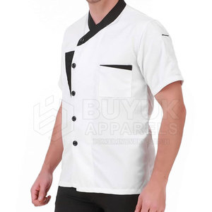 Veste de chef professionnelle respirante et légère à manches courtes, tenue de travail de cuisine, polyester/coton durable, restaurant et bar - Product Image 3