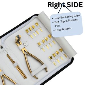 Kit d'outils professionnels pour extensions capillaires : Pince à micro-perles, Pince à sertir à trois trous, Pince à sertir plate, Pince à clipser pour extensions à clipser, Ciseaux et pinces - Product Image 3