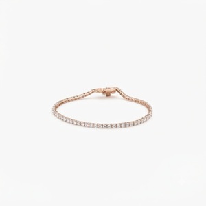 Bracelet tennis en or massif 10K 14K 18K, diamant de laboratoire certifié IGI, couleur DEF, clarté VS VVS, taille brillant rond, bijoux fins - Product Image 2