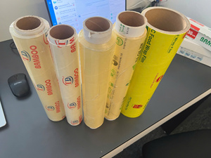 Factory PVC Cling Film 30cm 45cm 300m 10 11 12 Micron <b>Clear</b> Stretch <b>Wrap</b> Food Packaging Film Roll - Product Image 3