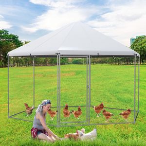 Pollaio Esagonale in Metallo Grande 13FT con Rete Metallica e Porta Bloccabile - Product Image 3