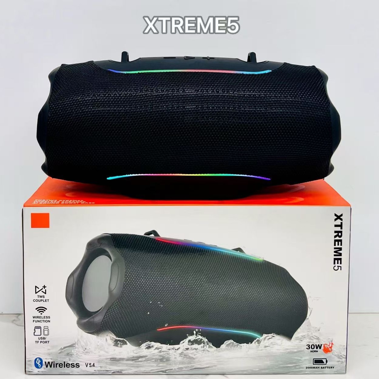 XTREME5 Speaker 30W Power Wireless Party Boombox Shoulder Strap RGB LED Light TWS Connection FM USB TF Type C Outdoor Sports · image 3
