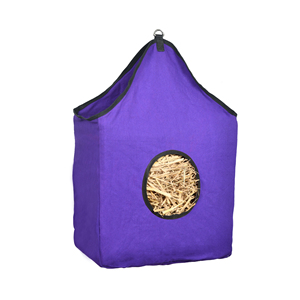 Premium Horse Hay Bag Purple Round Opening <b>Canvas</b> Slow Feeder Durable Hanging Stable Feeding Bag for Travel Trailer Use - Product Image 2
