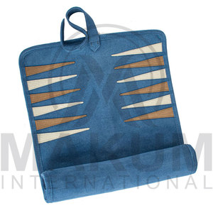 Backgammon de Viaje Fácil de Transportar, Enrollable, Hecho a Mano, de Gamuza, con Logotipo - Product Image 2