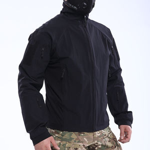 Blouson bomber softshell décontracté pour homme avec col rabattable, fermeture éclair, motif uni et logo frontal - Product Image 5