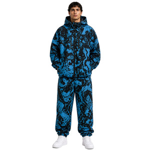OEM Custom Blue Marble Print Sublimation Windbreaker Tracksuit <b>Men</b>’s Hooded Zip Up <b>jacket</b> for <b>men</b> and Baggy Jogger Set Wholesale - Product Image 1