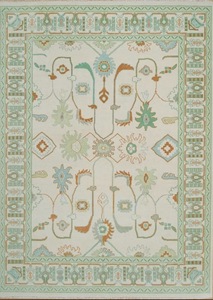 Tapis Bohème Floral en Laine Noué à la Main, Rectangulaire, à Poils Moyens, Tissé, Lavable, Antidérapant, Écologique, Décoration de Salon, Vert - Product Image 2
