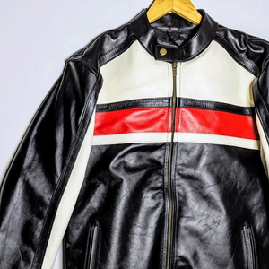 SASPORTS LEAGUE Custom PU Leather Casual Winter Motorcycle <b>Racing</b> <b>Jacket</b> Men Stand Front Zipper Closure Washed 100% Polyester - Product Image 6