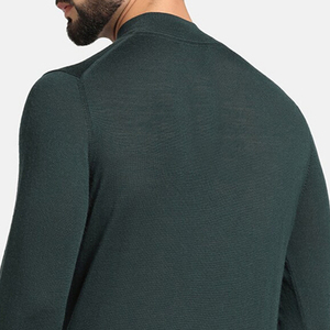 Suéter de Punto para Hombre, Cuello Alto Simulado, Color Verde Oscuro, Manga Larga, Color Sólido, para Otoño - Product Image 4