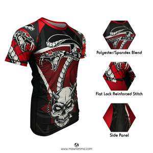 Rashguard Mawra Death Fight avec logo personnalisé, t-shirt de compression UPF50+, tissu extensible respirant, vêtements de sport unisexes, entraînement MMA - Product Image 4