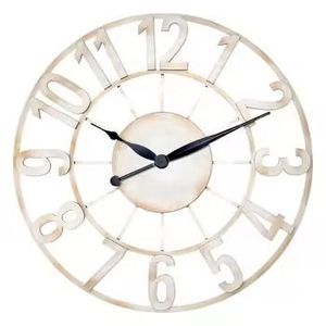 Luxury Large Skeleton Wall <b>Clock</b> Modern Cream Metal Design Big Numbers Silent Quartz Movement for Farmhouse Living Room Decor - Product Image 1