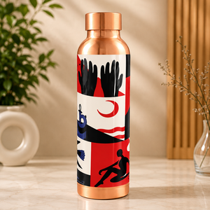 Botella de Agua Contemporánea de Cobre Puro con Diseño Artístico Abstracto, Recipiente Portátil para Bebidas con Tapa - Product Image 5