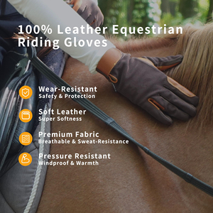 Gants d'équitation de haute qualité, design personnalisé, nouvelle arrivée, en cuir, pour tous types d'équitation, antidérapants. - Product Image 4