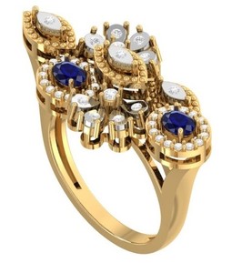 Fashion Rose Gold Finger <b>Ring</b>, Red Diamond and <b>Crystal</b> Studded Floral Cluster <b>Ring</b>, High-Quality Wedding Party Statement Jewelry - Product Image 2