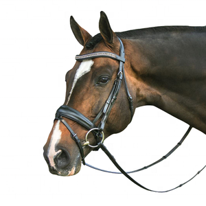 Logotipo personalizable de cuero de vaca genuino Snaffle Dressage Bridle Western Ecuestrian Sports Bridle para montar a caballo de carreras - Product Image 1