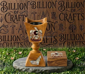 Quemador de Incienso de Madera Tradicional de Oriente Medio, Set con Mapa de los Emiratos Árabes Unidos y Emblema de Halcón, Quemador de Oud y Bakhoor Árabe, Regalo Corporativo para Ramadán - Product Image 1
