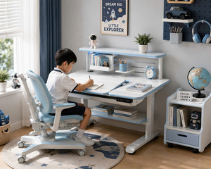 Escritorio Infantil Ajustable GON, Moderno, Cuadrado, de Plástico, con Soporte para Tablet y Cajón de Almacenamiento, para 1 Estudiante en Casa o Escuela - Product Image 1