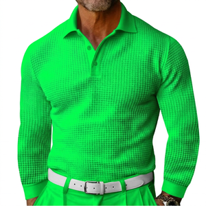 Men's Long Sleeve Knitted <b>Polo</b> <b>Shirt</b> Solid <b>White</b> Breathable Smart Casual Style Regular Fit Cotton Fabric - Product Image 5