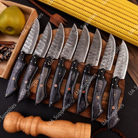 Couteaux à steak professionnels de haute qualité, fabriqués à la main sur mesure, OEM/ODM, pour la restauration et la cuisine à domicile, en acier Damas, à lame pleine.