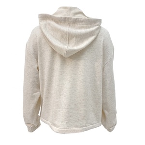 เสื้อสเวตเชิ้ตมีฮู้ดสีเทาอ่อนแบบ unisex ซิปครึ่งตัว มีกระเป๋าหน้า แขนยาว สวมใส่สบายๆ - Product Image 2