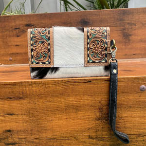 กระเป๋าคลัทช์สุดพิเศษสำหรับผู้หญิงหนังวัวแท้เครื่องมือปรับแต่งได้ทันสมัยพร้อมกระเป๋าสตางค์คล้องข้อมือลายดอกไม้ - Product Image 5