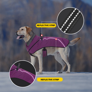 Waterproof Winter <b>Dog</b> Coat Reflective Fleece Lined Warm Pet Jacket with Adjustable Buckle and Harness Handle - Product Image 5