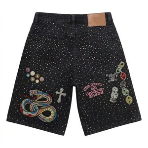 Nuevos Shorts de Mezclilla de Alta Calidad para Hombre con Logotipo Bordado Personalizado y Pedrería, Shorts Casuales de Estilo Urbano para Verano, para Actividades al Aire Libre - Product Image 2