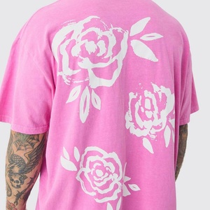 เสื้อยืดเจอร์ซีย์ผู้ชายทรงโอเวอร์ไซส์สีชมพูล้วน พิมพ์โลโก้ด้านหน้า ดีไซน์เรียบง่าย ผ้าฝ้าย 100% แห้งเร็ว ระบายอากาศได้ดี - Product Image 5