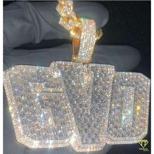Luxury " RR " Letter Pendant Hip Hop Moissanite Diamond <b>Necklace</b> Custom <b>Initial</b> Bling Jewelry Gift - Product Image 6