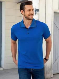 Chemises polo décontractées pour hommes, manches courtes, boutonnées, avec poche, légères, col chemise, pour le golf - Product Image 2
