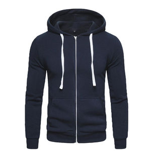 Sweat-shirt à capuche décontracté en coton molletonné pour homme, de haute qualité, avec fermeture éclair, respirant, avec poches, coupe classique, idéal pour l'hiver. - Product Image 5