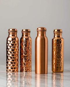 Bouteille en cuivre avec bouchon, en métal pur, anti-fuite, finition martelée, gourde pour la maison, le bureau, la salle de sport - Product Image 1