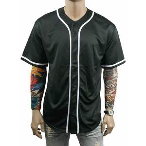 Maillot de baseball personnalisé Pullonsy pour hommes, entièrement boutonné, en maille brodée, noir, tailles S-8XL, respirant, pour softball, avec nom et numéros d'équipe - Product Image 4