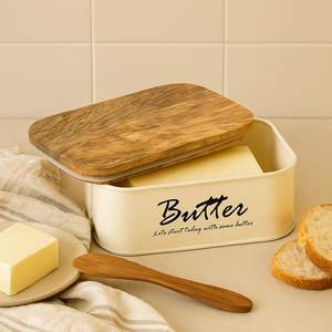 Mantequillera de Metal con Tapa de Madera de Mango y Anillo de Sellado de Silicona, Elegante Contenedor para Guardar Mantequilla para Cocina y Comedor - Product Image 5