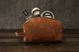 Stylish Leather Toiletry Bag Men Travel Grooming Organizer Waterproof <b>Cosmetic</b> <b>Case</b> Bag LTB-0129 - Product Image 5