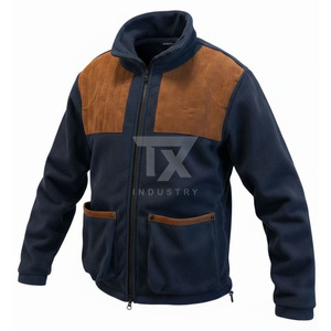 OEM Custom Design <b>Men</b> <b>Sherpa</b> <b>Fleece</b> Canvas Winter <b>Jacket</b> Stand Collar Full Zipper Outdoor Casual Warm Streetwear - Product Image 3