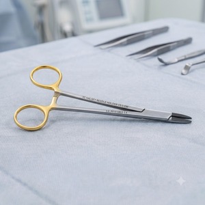 Jamso Industries Porte-aiguille TC Halsey 13 cm, Anneau doré, Carbure de tungstène, Instrument chirurgical en acier inoxydable, Manuel, Réutilisable - Product Image 4
