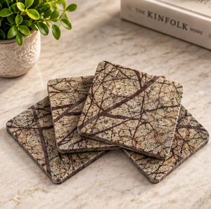 Posavasos de mármol hecho a mano de latón AK, juego de mármol cuadrado multicolor de 4 mármol de diseño de tendencia para vajilla/Decoración de cocina - Product Image 3