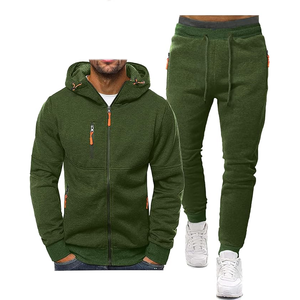 Conjunto Deportivo con Capucha para Hombre, Color Verde Oliva, Tejido de Felpa, Estilo Casual, Temporada de Otoño - Product Image 3