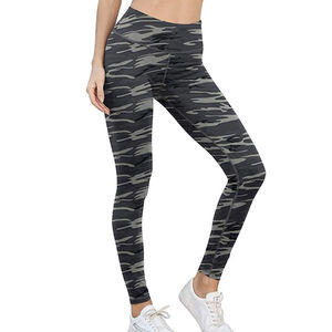 Women 2 Piece Yoga Set Striped Camouflage <b>Crop</b> Top <b>Leggings</b> Mid Waist Elastic Racerback Full Length Seamless Activewear Workout - Product Image 5