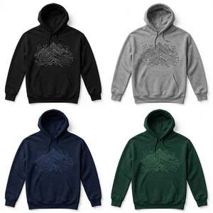 Sweat-shirt à capuche en coton épais avec imprimé graphique circuit imprimé montagne, style streetwear personnalisé, coupe oversize, en polaire, pull d'hiver - Product Image 6
