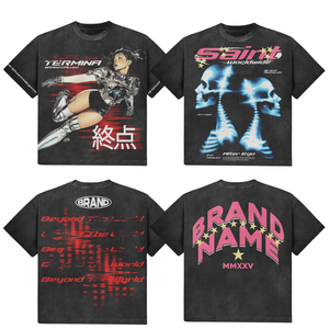 T-shirt le plus vendu avec logo personnalisé, 100 % coton épais, coupe oversize à épaules tombantes, style streetwear décontracté, marque de mode - Product Image 1