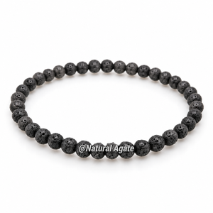 Pulsera de Piedras de Lava de 4mm al por Mayor – Pulsera de Cristal Curativo de Lava Negra Natural con Cuentas, Calidad de Exportación - Product Image 1