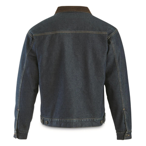 Men's Stand Collar Lined Denim Jacket Breathable Plus Size <b>Top</b> with Highest Quality Coating for Winter 2024 - Product Image 1