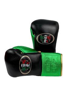 Gants de boxe professionnels de haute qualité en cuir véritable, noirs et verts, personnalisés, pour l'entraînement et le combat. - Product Image 3