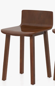 Chaise de salle à manger minimaliste de style japonais en bois massif avec dossier court et repose-pieds pour restaurant, bar à sushis, bar lounge, café, bistrot - Product Image 6