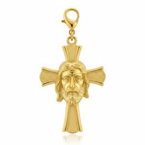 Bijoux souvenirs d'église, cadeaux personnalisés, croix chrétienne religieuse, pendentif tête de Jésus en or 3D - Product Image 1