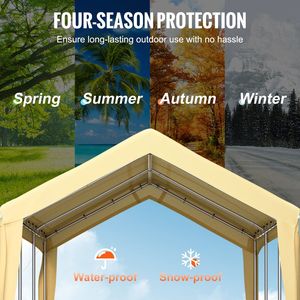 10 X 20ft Jaune Carport Auvent 8 Pieds Abri de Voiture Tente avec Parois Latérales - Product Image 5